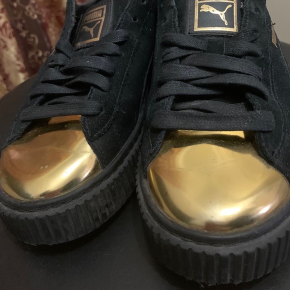 Suede Black Puma and Gold Creepers - Picture 2 of 5